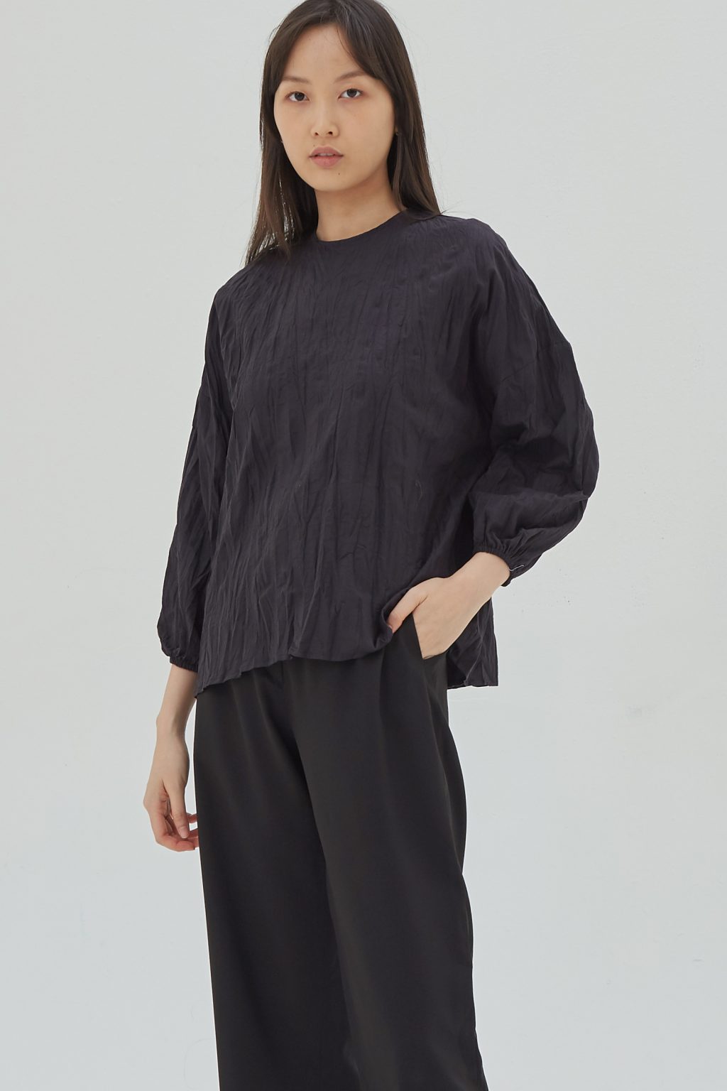 Organic Puff Sleeves Blouse Black - Image 10