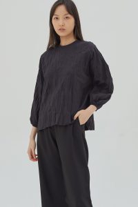 Organic Puff Sleeves Blouse Black