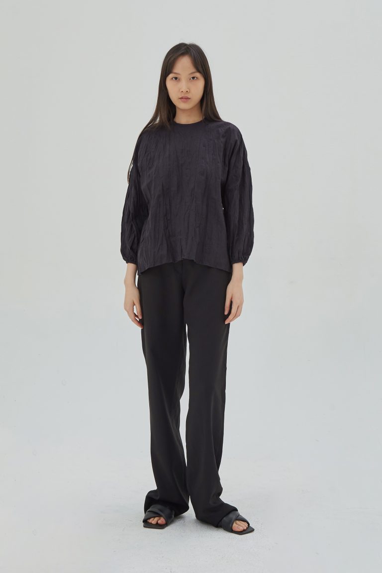Organic Puff Sleeves Blouse Black