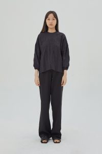 Organic Puff Sleeves Blouse Black