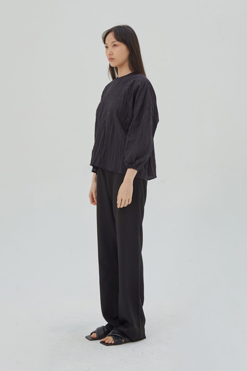 Organic Puff Sleeves Blouse Black - Image 4