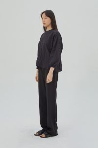 Organic Puff Sleeves Blouse Black