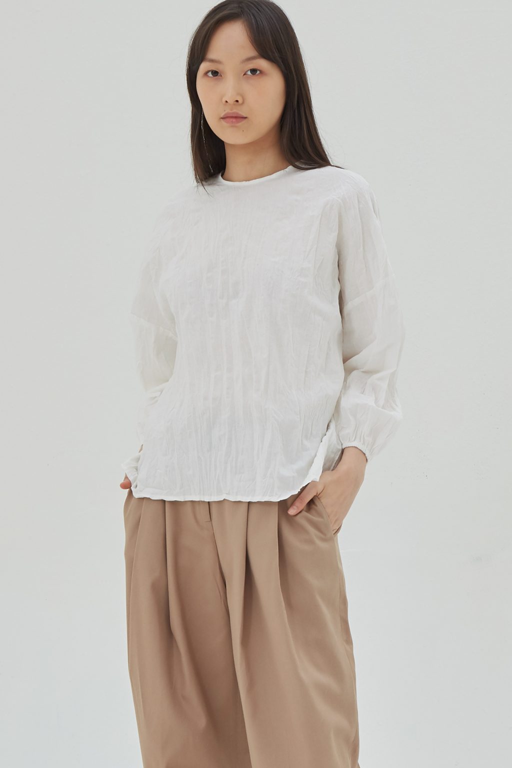 Organic Puff Sleeves Blouse White
