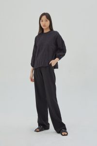 Organic Puff Sleeves Blouse Black