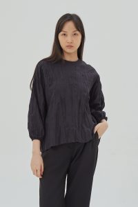Organic Puff Sleeves Blouse Black