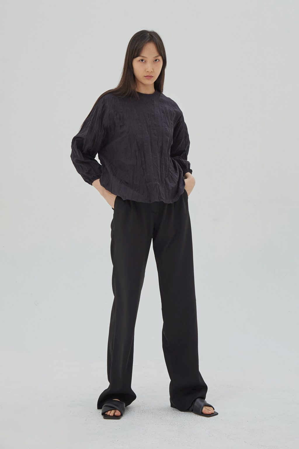 Organic Puff Sleeves Blouse Black - Image 9