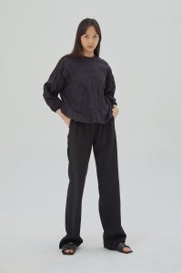 Organic Puff Sleeves Blouse Black