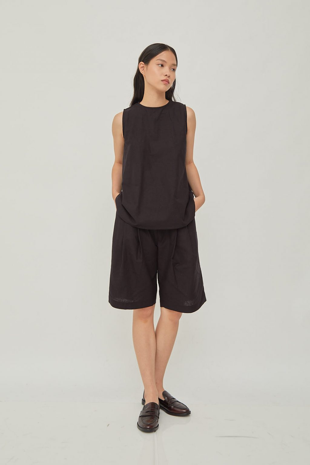 Joan Linen Tank Black