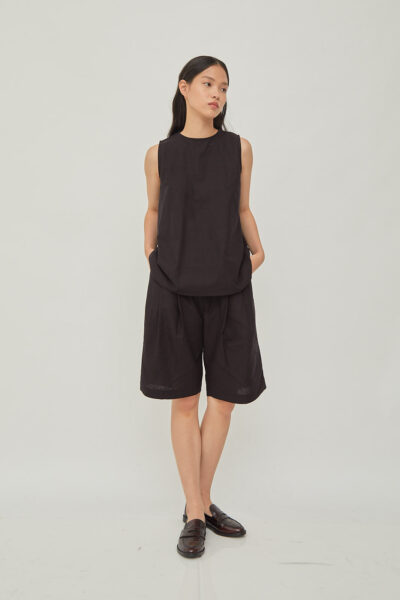 Joan Linen Tank Black