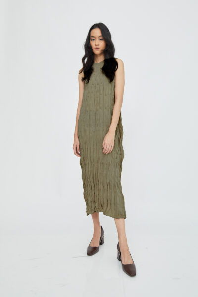Textura Sleeveless Dress Moss Green
