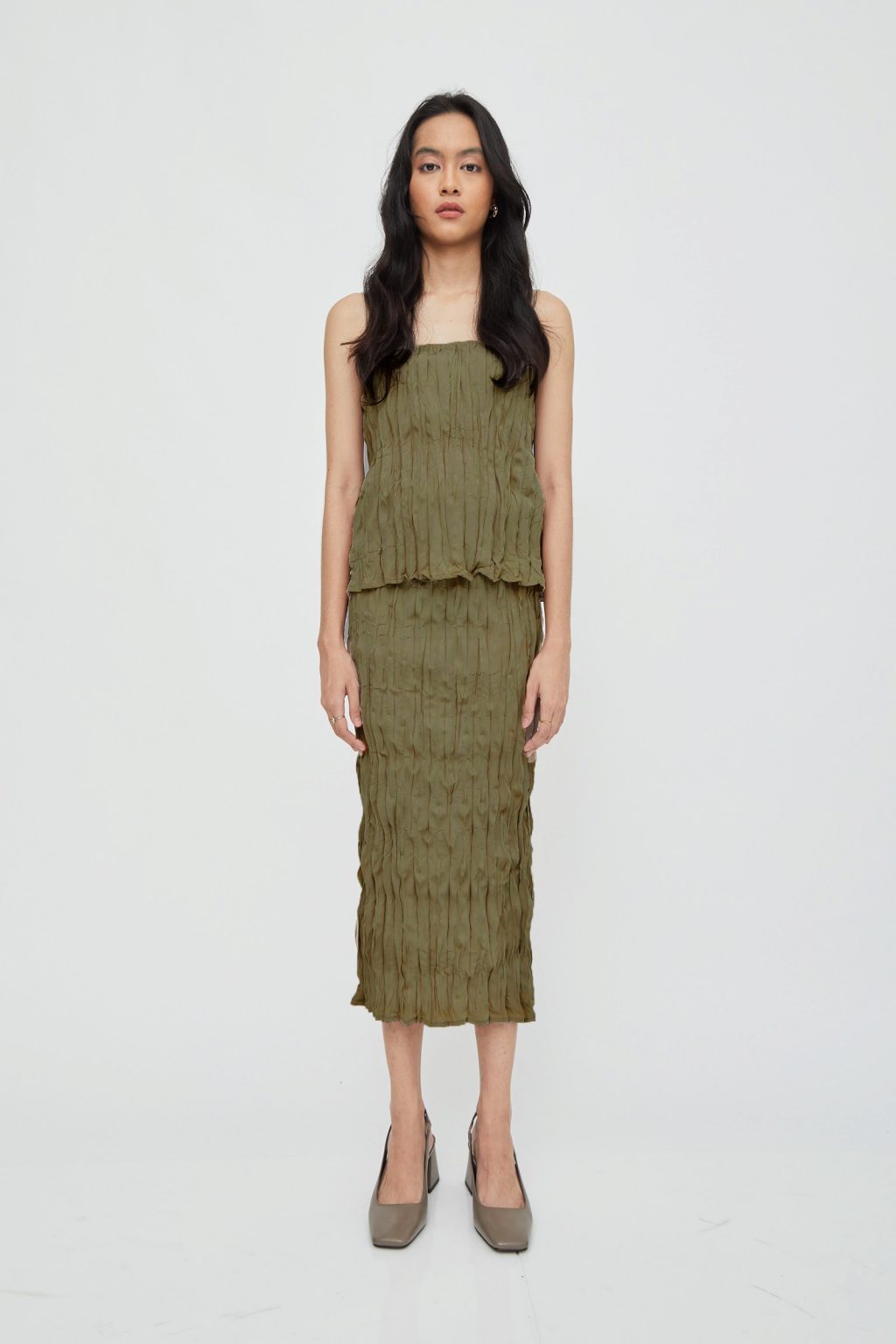 Textura Skirt in Moss Green - Image 3