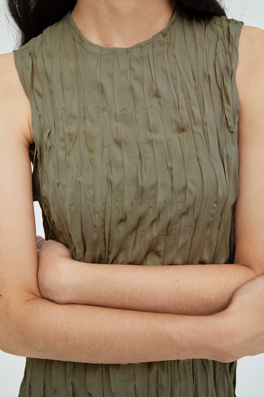 Textura Sleeveless Dress Moss Green - Image 4