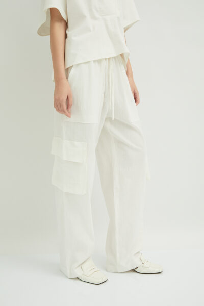 Duo Linen Cargo Pants White