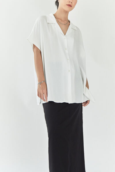 Tien Camp Collar Shirt White