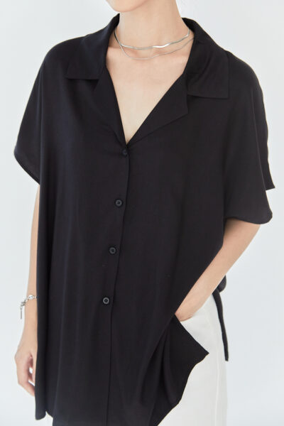 Tien Camp Collar Shirt Black