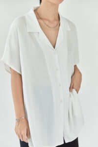 Tien Camp Collar Shirt White