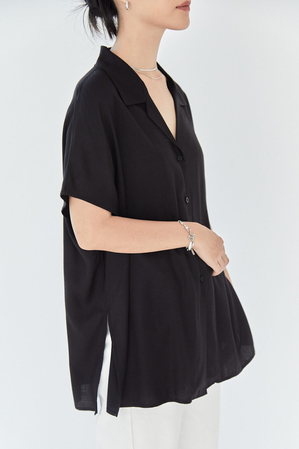 Tien Camp Collar Shirt Black - Image 4
