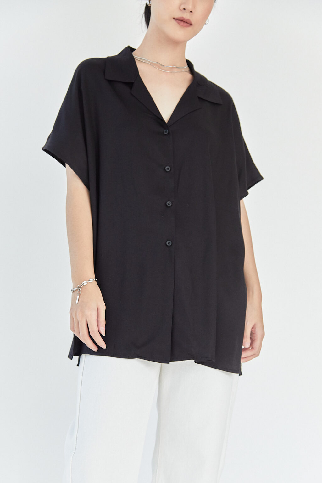 Tien Camp Collar Shirt Black - Image 5