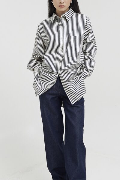 Avenue Shirt in Navy Stripe