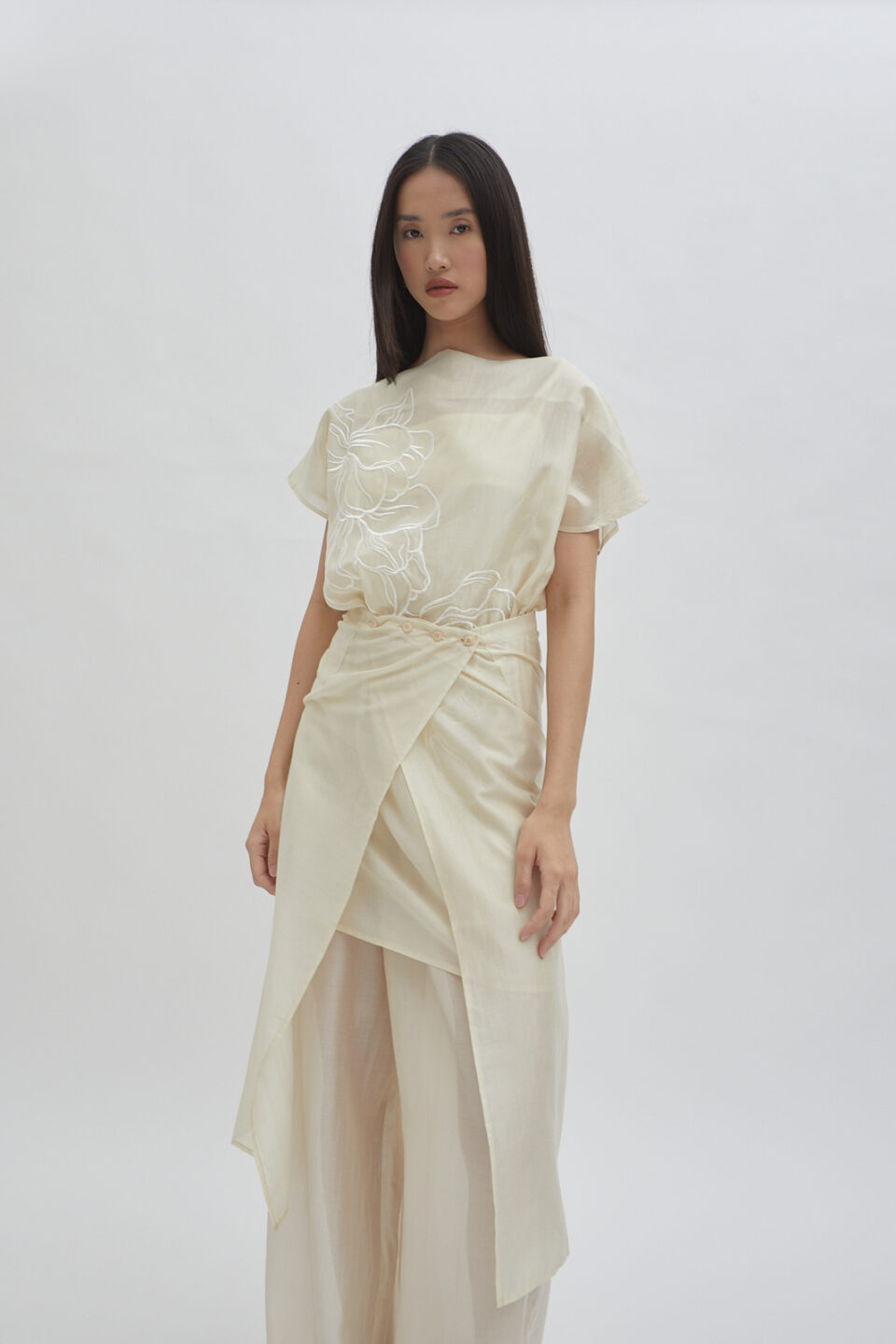 Misha layer skirt in sheer butter - Image 2