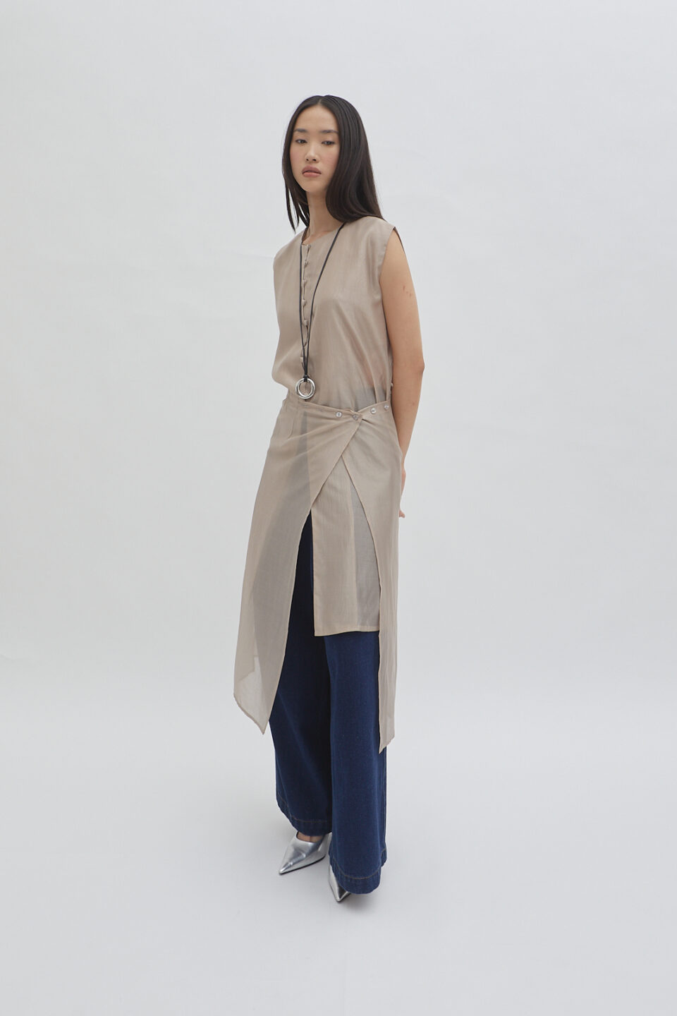 Misha layer skirt in sheer taupe - Image 2