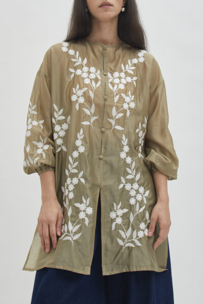Savoy embroidered shirt in bronze