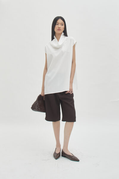 Fold Collar Top White