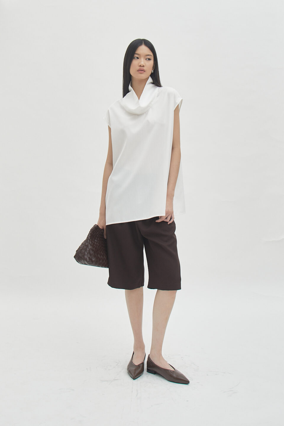 Fold Collar Top White