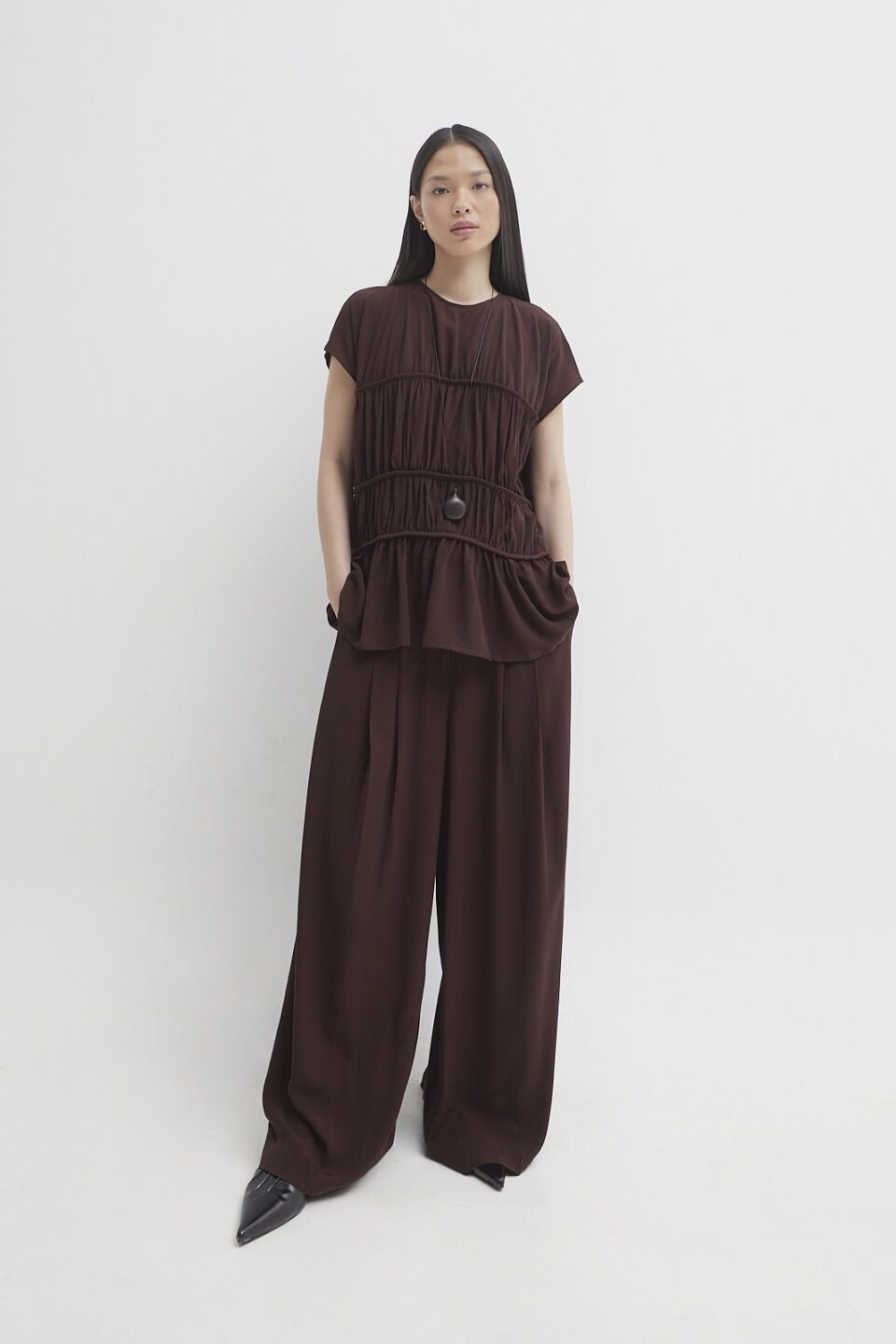 Roma ruched top oxide brown