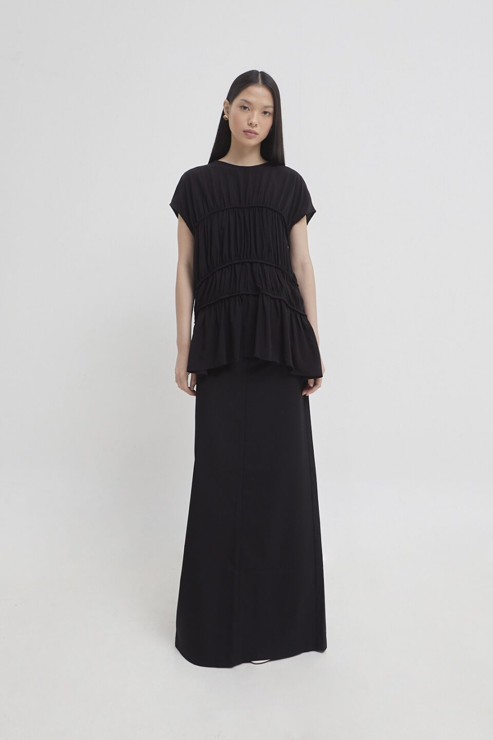Roma ruched top black - Image 4