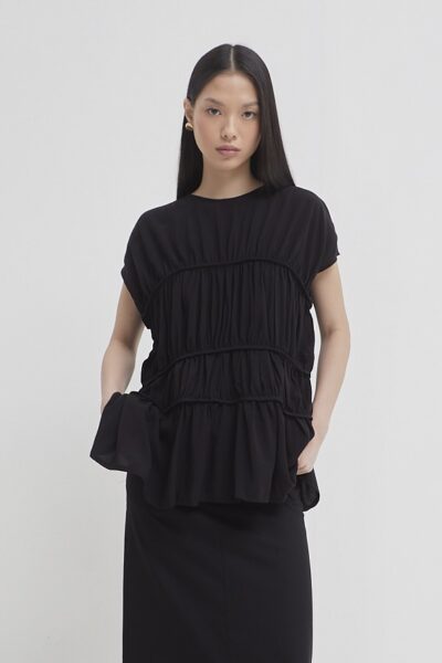 Roma ruched top black