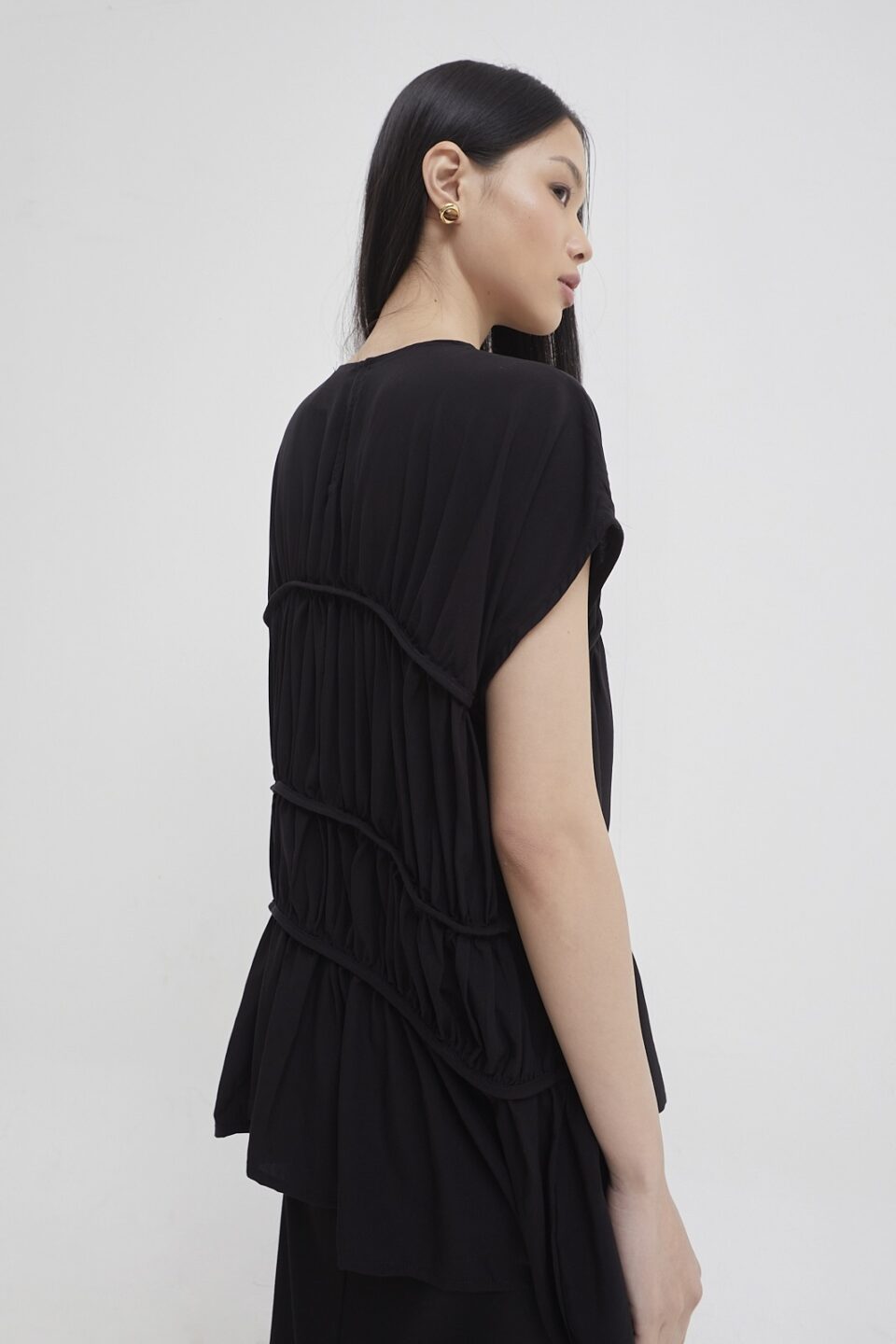 Roma ruched top black - Image 7