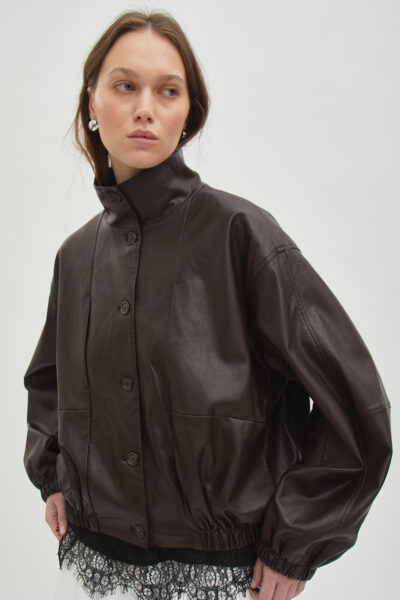 Currator Faux Leather Jacket Brown