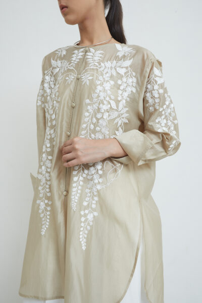 Maiden Embroidered Shirt in Beige